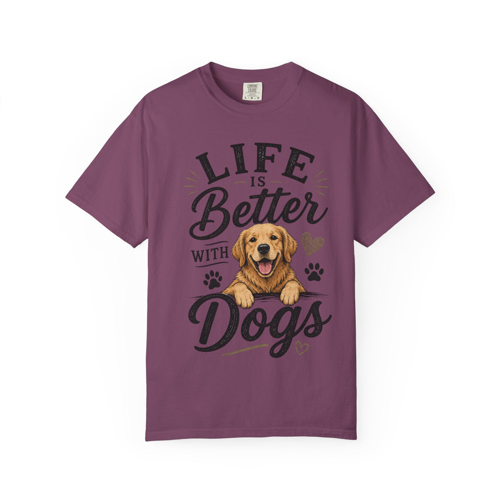 Life Is Better With Dogs T-Shirt — Cute Golden Retriever Tee for Dog Lovers