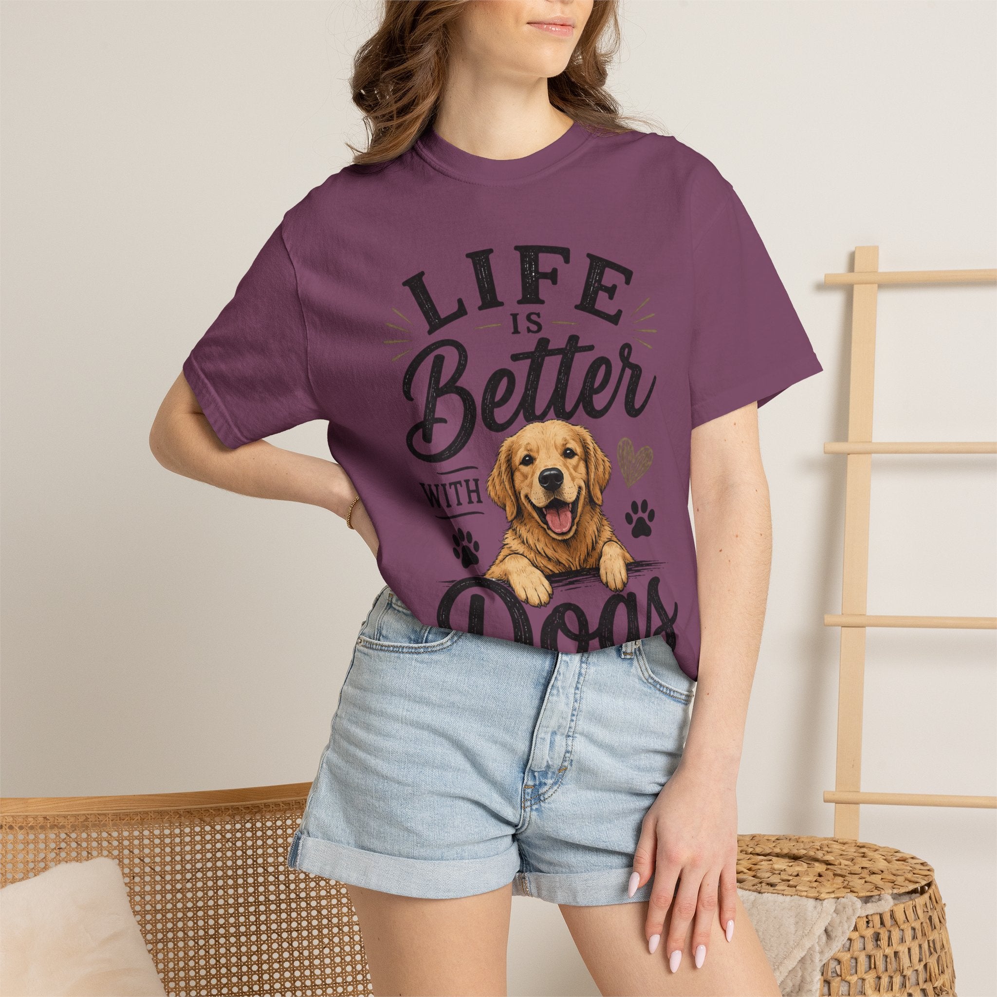Life Is Better With Dogs T-Shirt — Cute Golden Retriever Tee for Dog Lovers