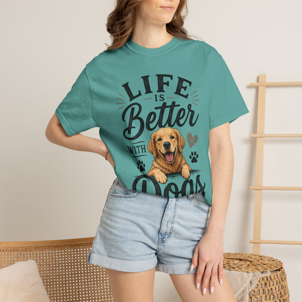 Life Is Better With Dogs T-Shirt — Cute Golden Retriever Tee for Dog Lovers