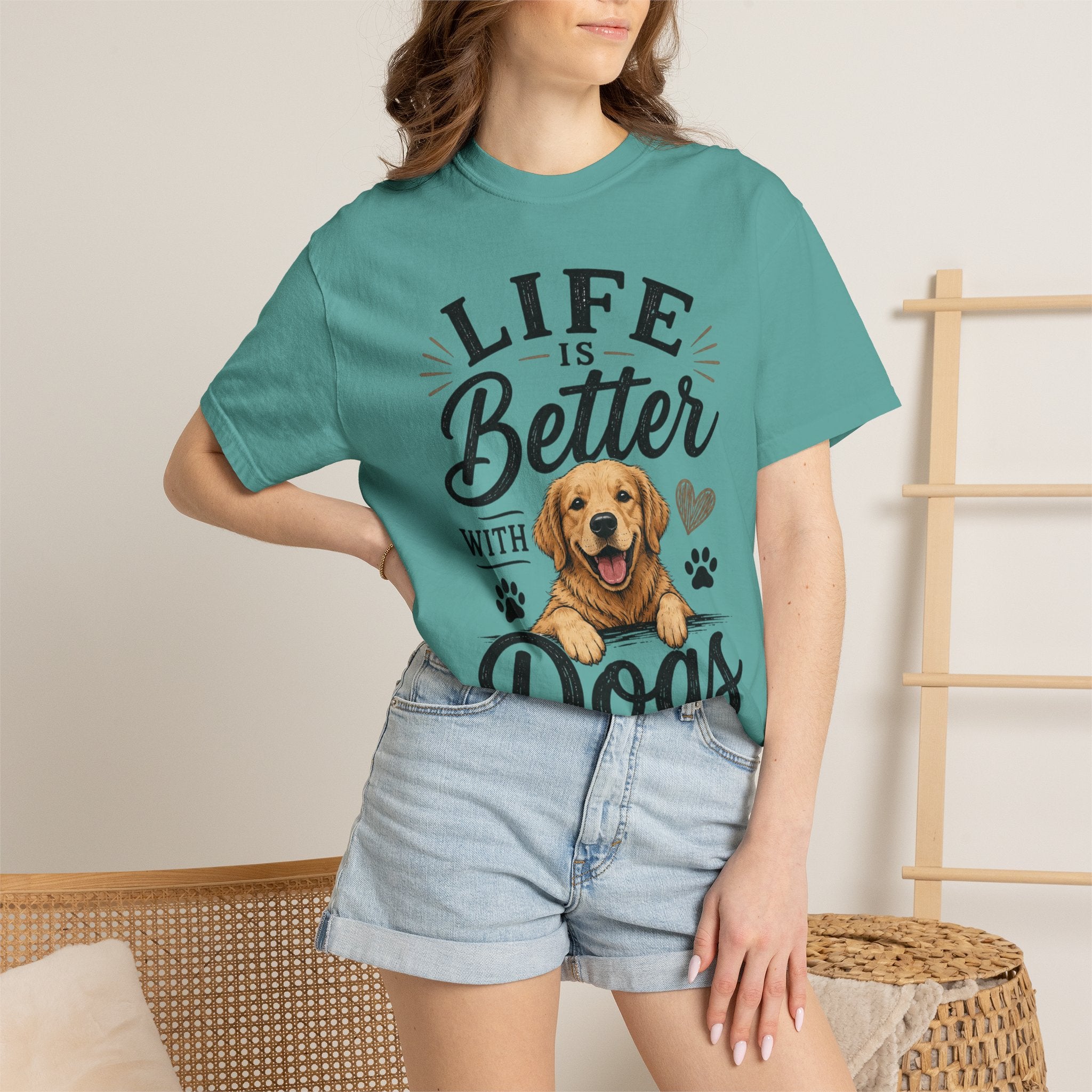 Life Is Better With Dogs T-Shirt — Cute Golden Retriever Tee for Dog Lovers