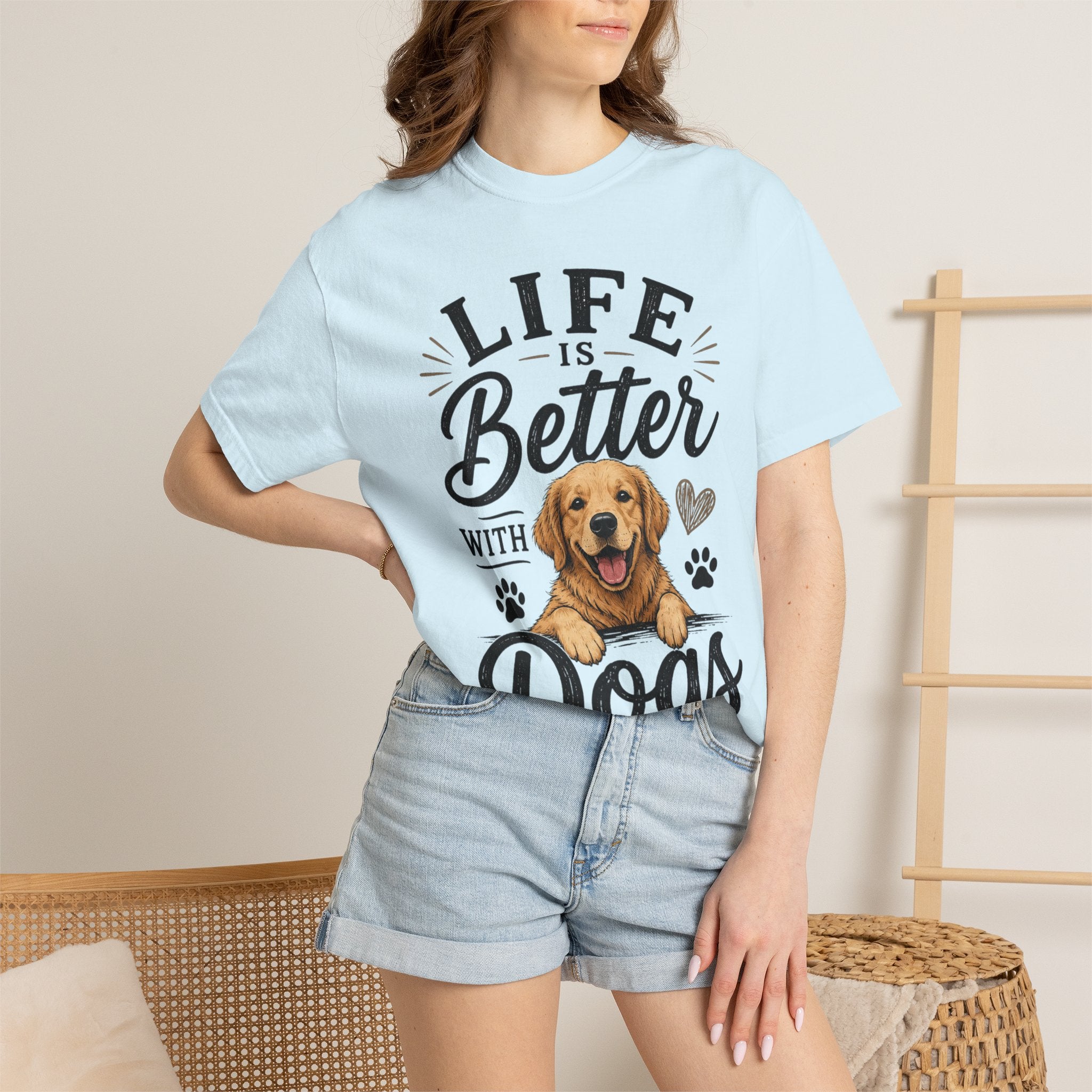 Life Is Better With Dogs T-Shirt — Cute Golden Retriever Tee for Dog Lovers