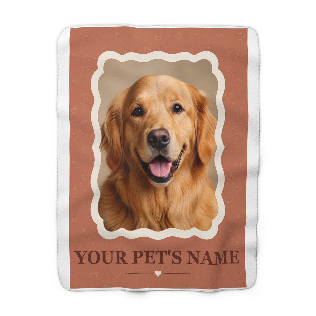 Personalized Pet Photo Sherpa Blanket - Custom Name & Image Cozy Throw - image 1