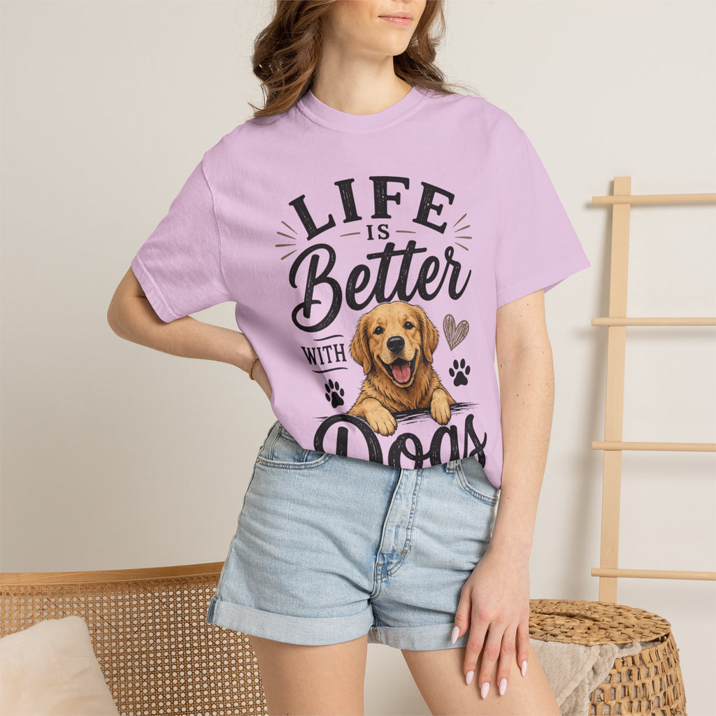 Life Is Better With Dogs T-Shirt — Cute Golden Retriever Tee for Dog Lovers