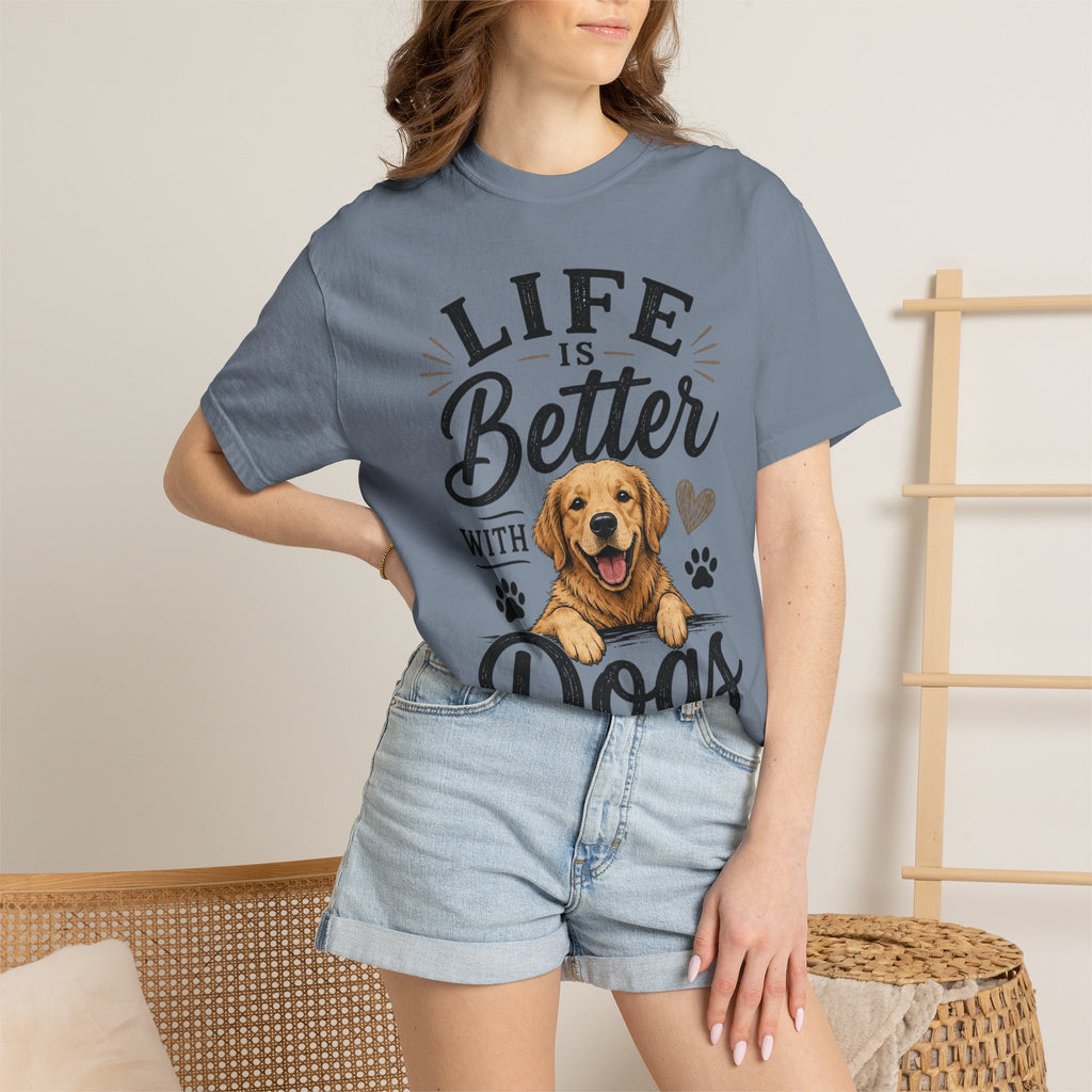 Life Is Better With Dogs T-Shirt — Cute Golden Retriever Tee for Dog Lovers