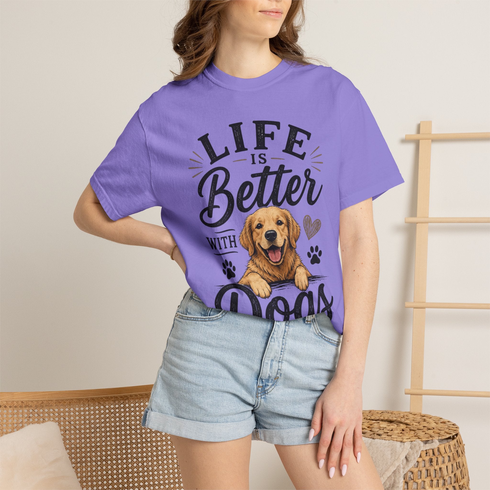 Life Is Better With Dogs T-Shirt — Cute Golden Retriever Tee for Dog Lovers