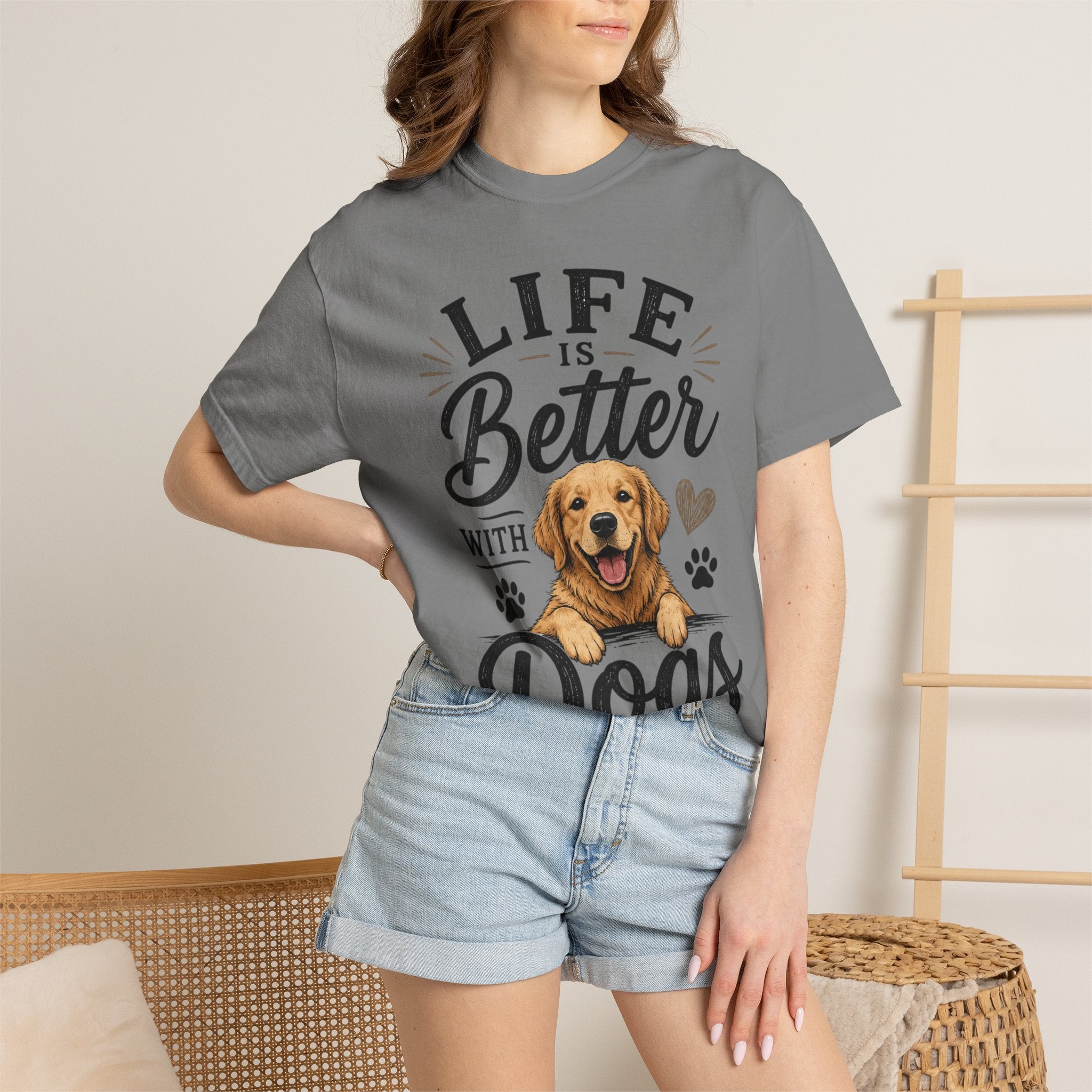 Life Is Better With Dogs T-Shirt — Cute Golden Retriever Tee for Dog Lovers