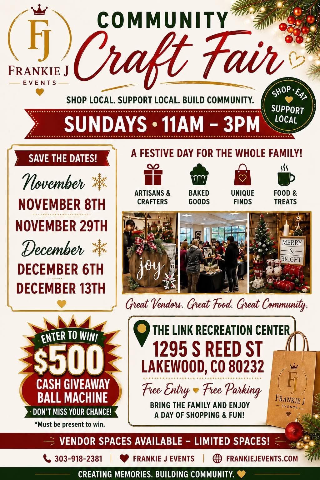 Frankie J Community Craft Fair flyer